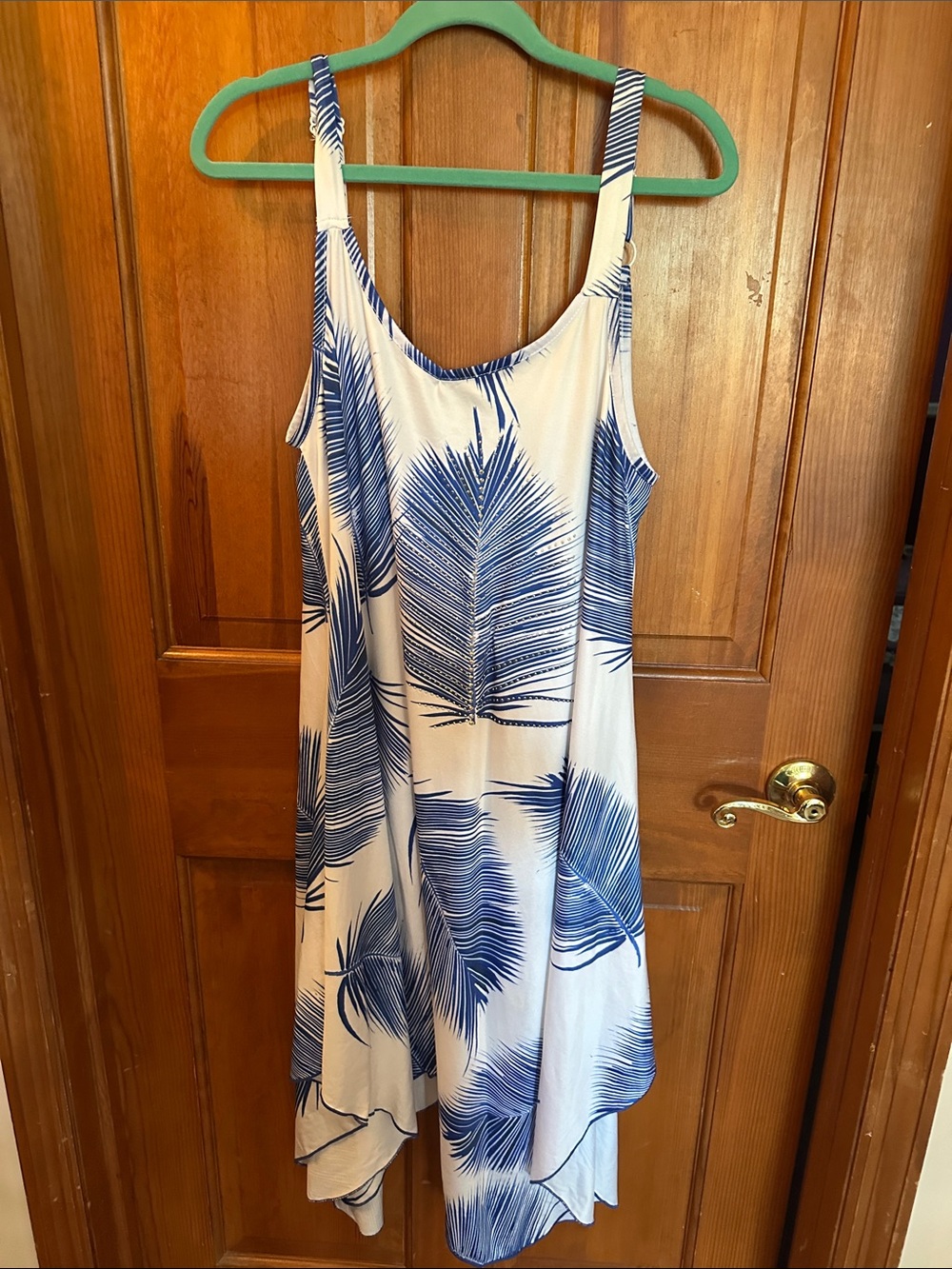 India Boutique White and Blue Palm-Print Swim Coverup